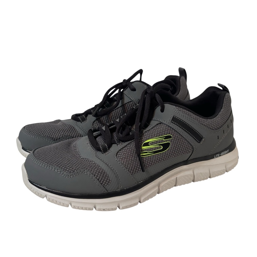 Skechers Men’s Track Knockhill Gray Lace Up Athletic Shoes Size 12